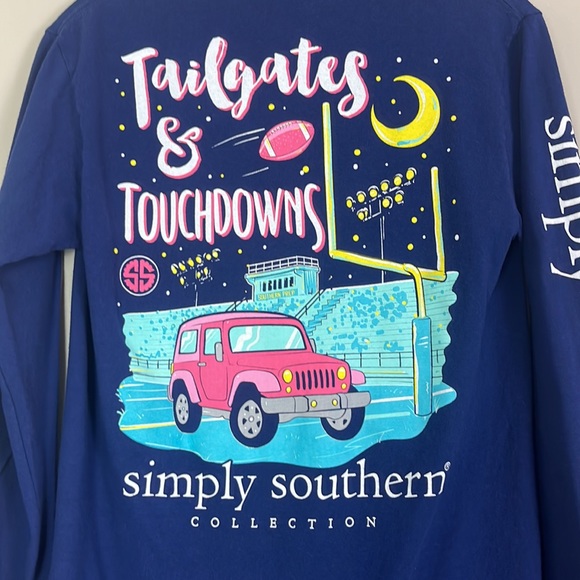 Simply Southern Collection T-Shirt Women Small Navy Long Sleeve 100% Cotton - Picture 7 of 7